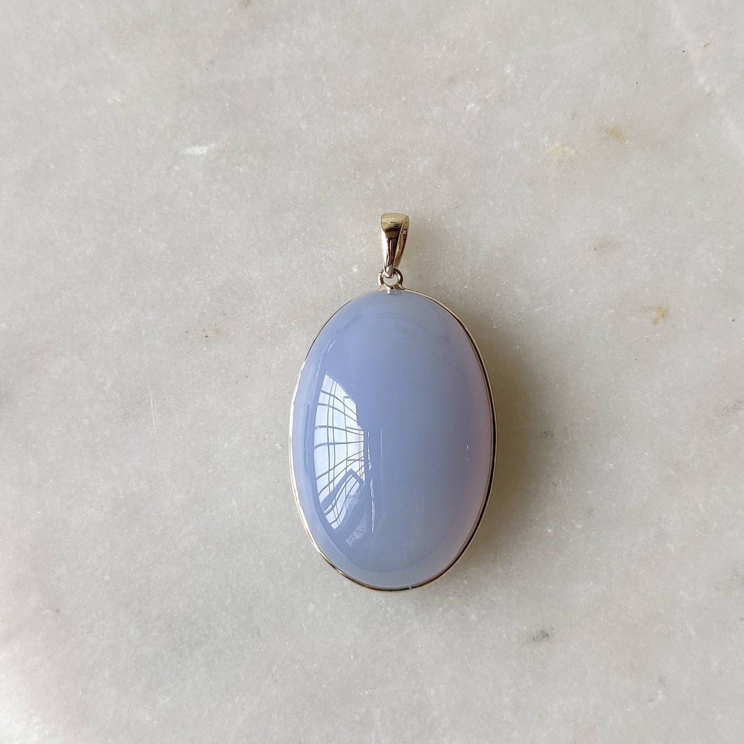 Natural Blue Chalcedony Pendant, 14K Solid Gold Chalcedony Pendant, Solid Gold Chalcedony Pendant Necklace, March Birthstone, Christmas Gift