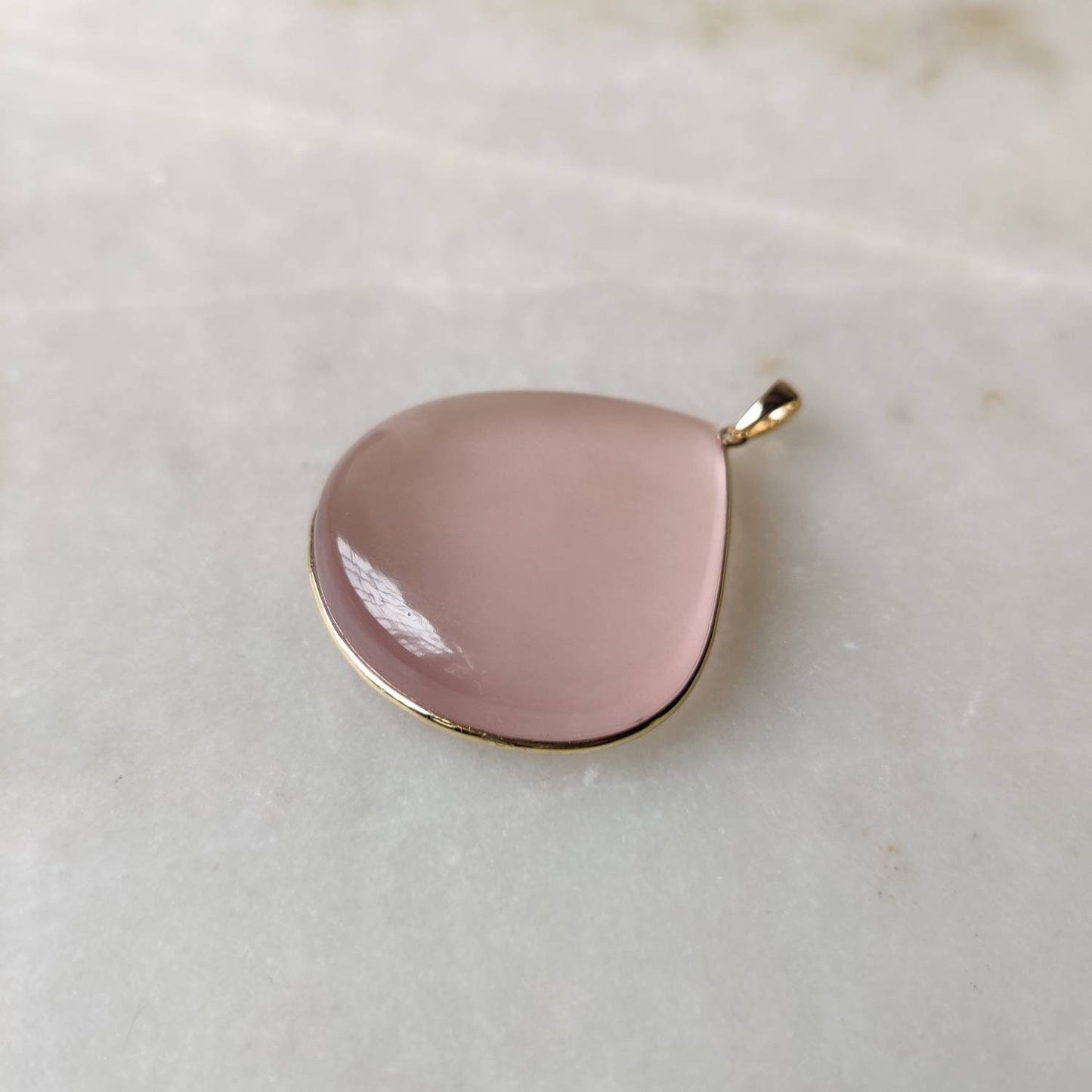 Natural Rose Quartz Pendant, 14K Solid Gold Rose Quartz Pendant, Solid Gold Pendant, January Birthstone, Bezel Pendant, Christmas Gift