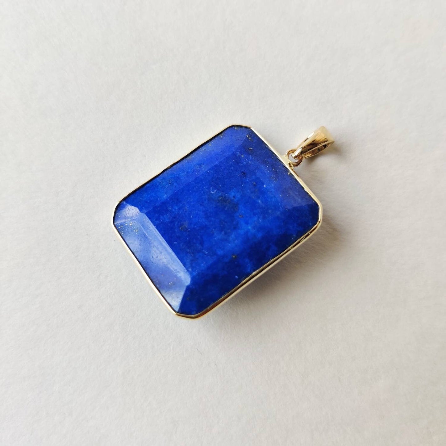 Natural Lapis Lazuli Pendant, 14K Solid Yellow Gold Pendant, Lapis Bezel Set Pendant, September Birthstone Pendant, Christmas Present