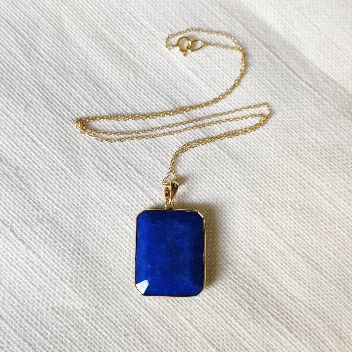 Natural Lapis Lazuli Pendant, 14K Solid Yellow Gold Pendant, Lapis Bezel Set Pendant, September Birthstone Pendant, Christmas Present