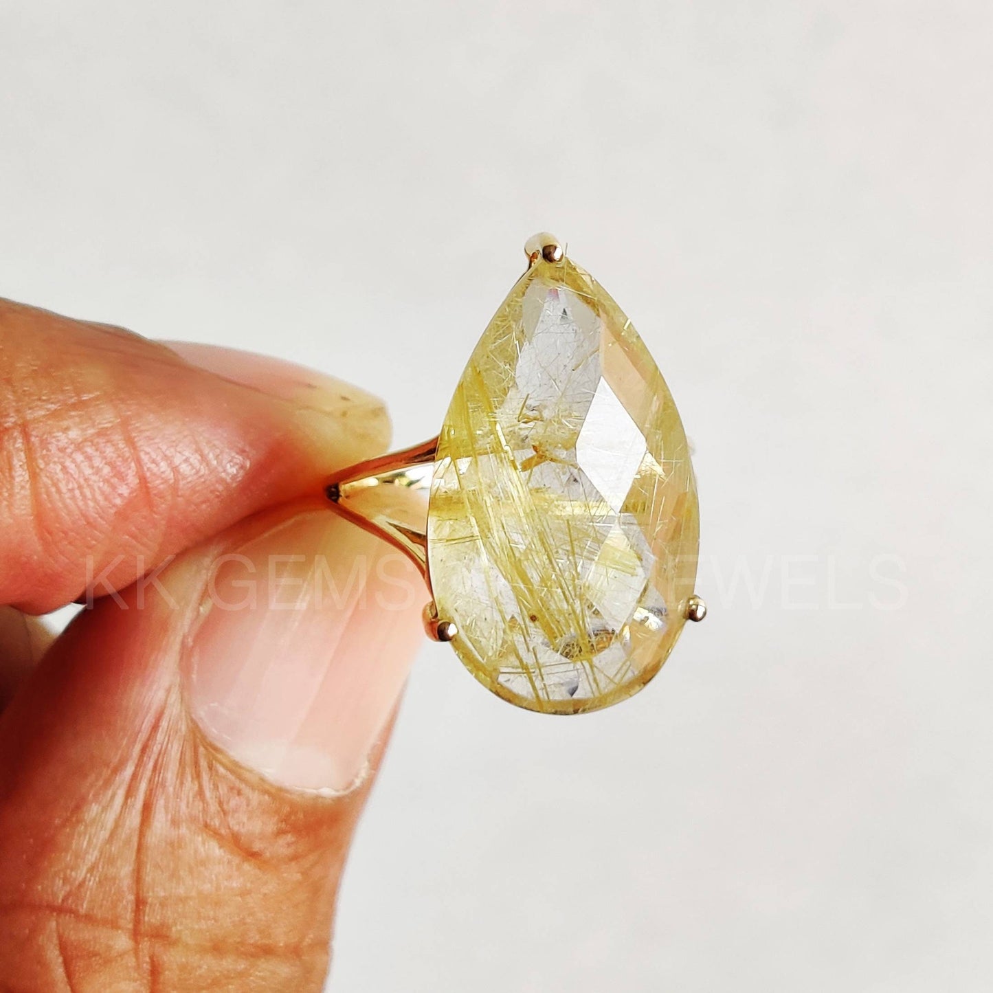 Natural Golden Rutile Ring, 14K Solid Gold Ring, 14k Gold Golden Rutile Ring, Engagement Ring, Minimalist Jewelry, Venus Hair Stone