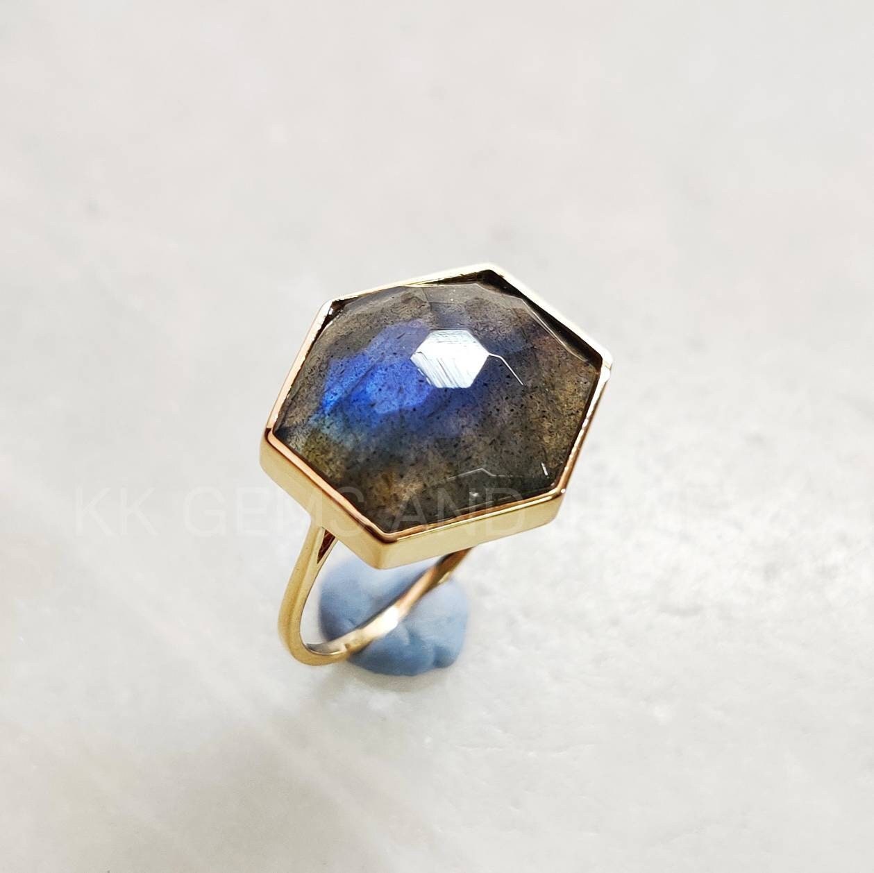 Natural Labradorite Ring, 14K Solid Yellow Gold Ring, 14k Gold Labradorite Ring, Labradorite Jewelry, August Birthstone, Christmas Present