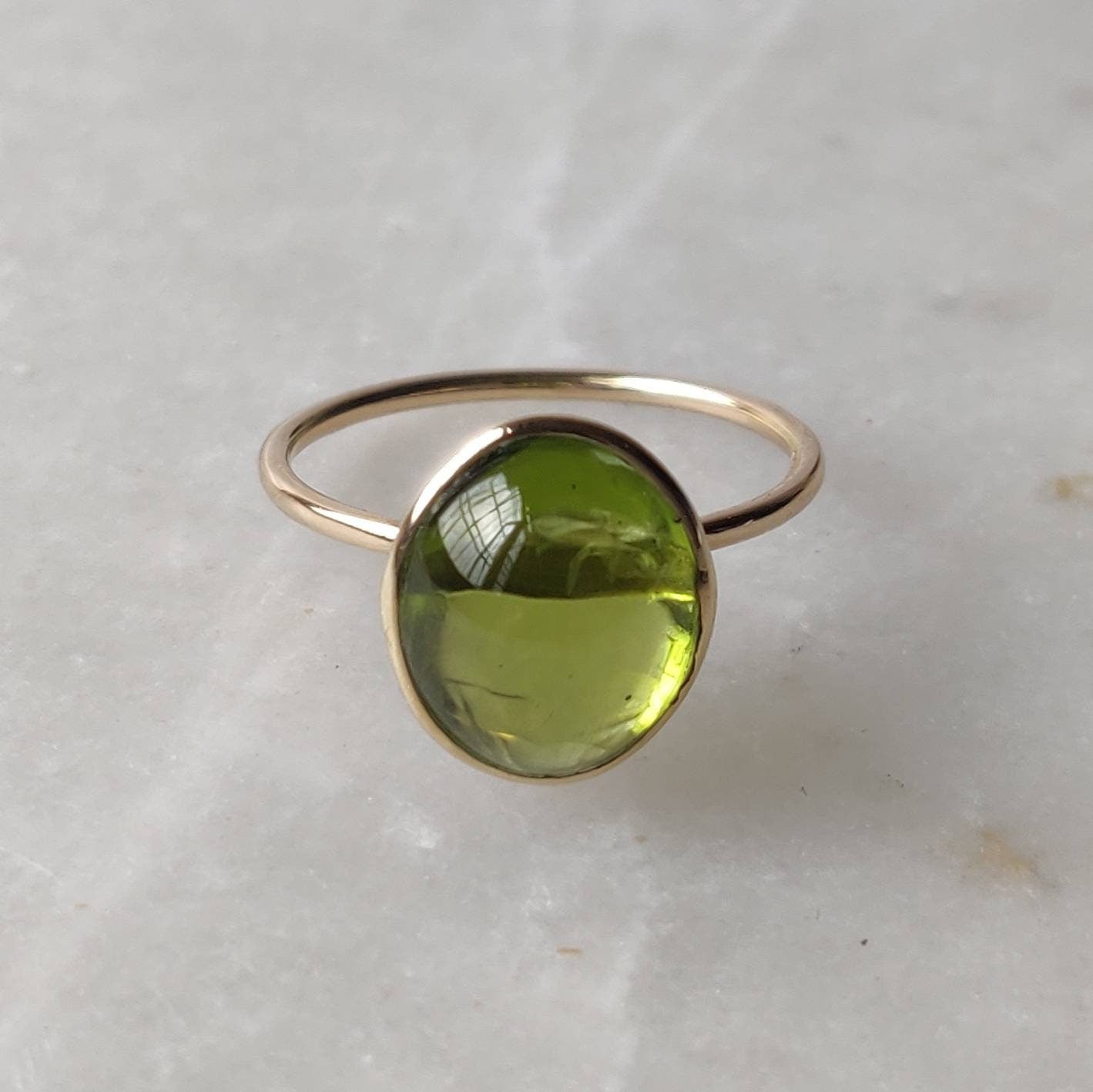 Natural Peridot Ring, 14K Solid Gold Ring, 14k Gold Peridot Ring, Engagement Ring, Minimalist Jewelry, Gift for her, August Birthstone