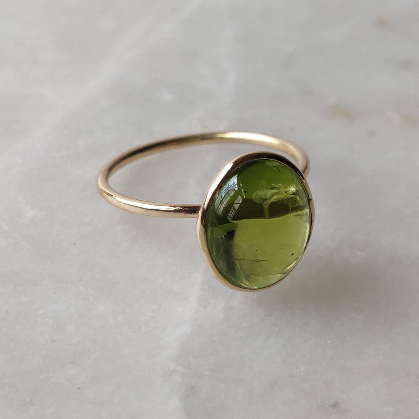 Natural Peridot Ring, 14K Solid Gold Ring, 14k Gold Peridot Ring, Engagement Ring, Minimalist Jewelry, Gift for her, August Birthstone