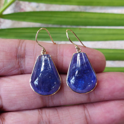 Natural Tanzanite Earrings, 14K Solid Yellow Gold Earrings, Drop Earrings, Tanzanite Jewelry, December Birthstone, Christmas Present