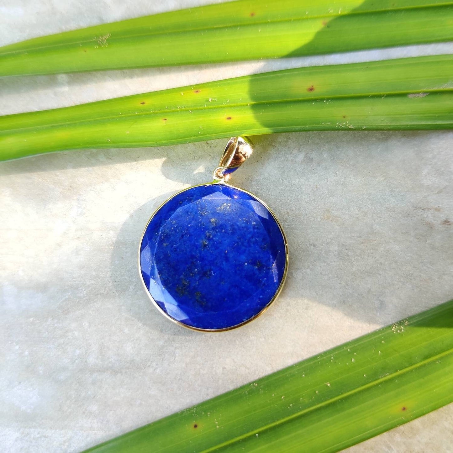 Natural Lapis Lazuli Pendant, 14K Yellow Gold Lapis Lazuli Pendant, Solid Gold Lapis Bezel Pendant, September Birthstone, Christmas Gift