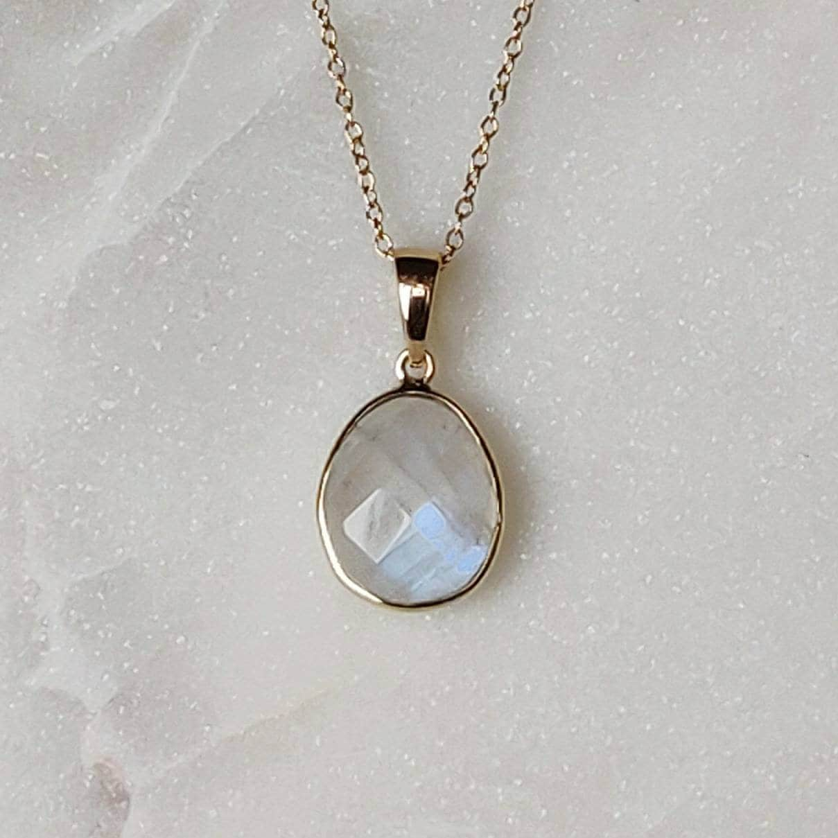 Natural Rainbow Moonstone Pendant, 14K Solid Yellow Gold Moonstone Pendant, Bezel Pendant, Blue Moonstone Jewelry, Christmas Present