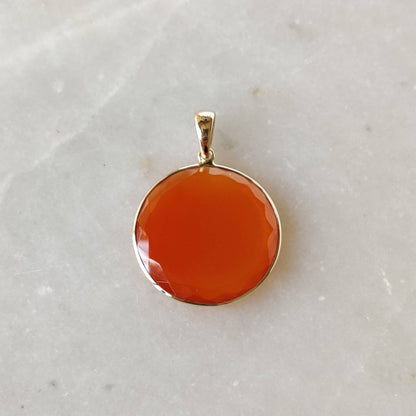 Natural Red Onyx Pendant, 14K Solid Gold Red Onyx Pendant, Solid Gold Pendant Necklace, December Birthstone, Christmas Gift, Bezel Pendant