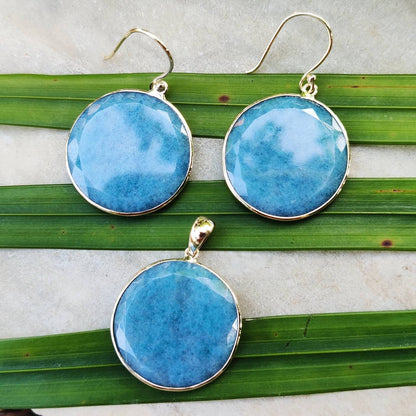 Natural Aqua Aura Quartz Earrings, 14K Solid Yellow Gold Earrings, Round Aqua Quartz Danglers, April Birthstone, Christmas Present