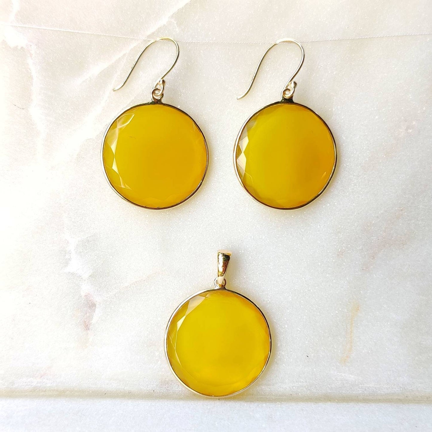 14K Gold Yellow Onyx Earrings, Natural Yellow Onyx Bezel Earrings, 14K Solid Yellow Gold Earrings, November Birthstone, Christmas Gift