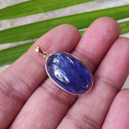 Natural Tanzanite Pendant, 14K Solid Gold Tanzanite Pendant, Yellow Gold Necklace Pendant, Tanzanite Jewelry, December Birthstone