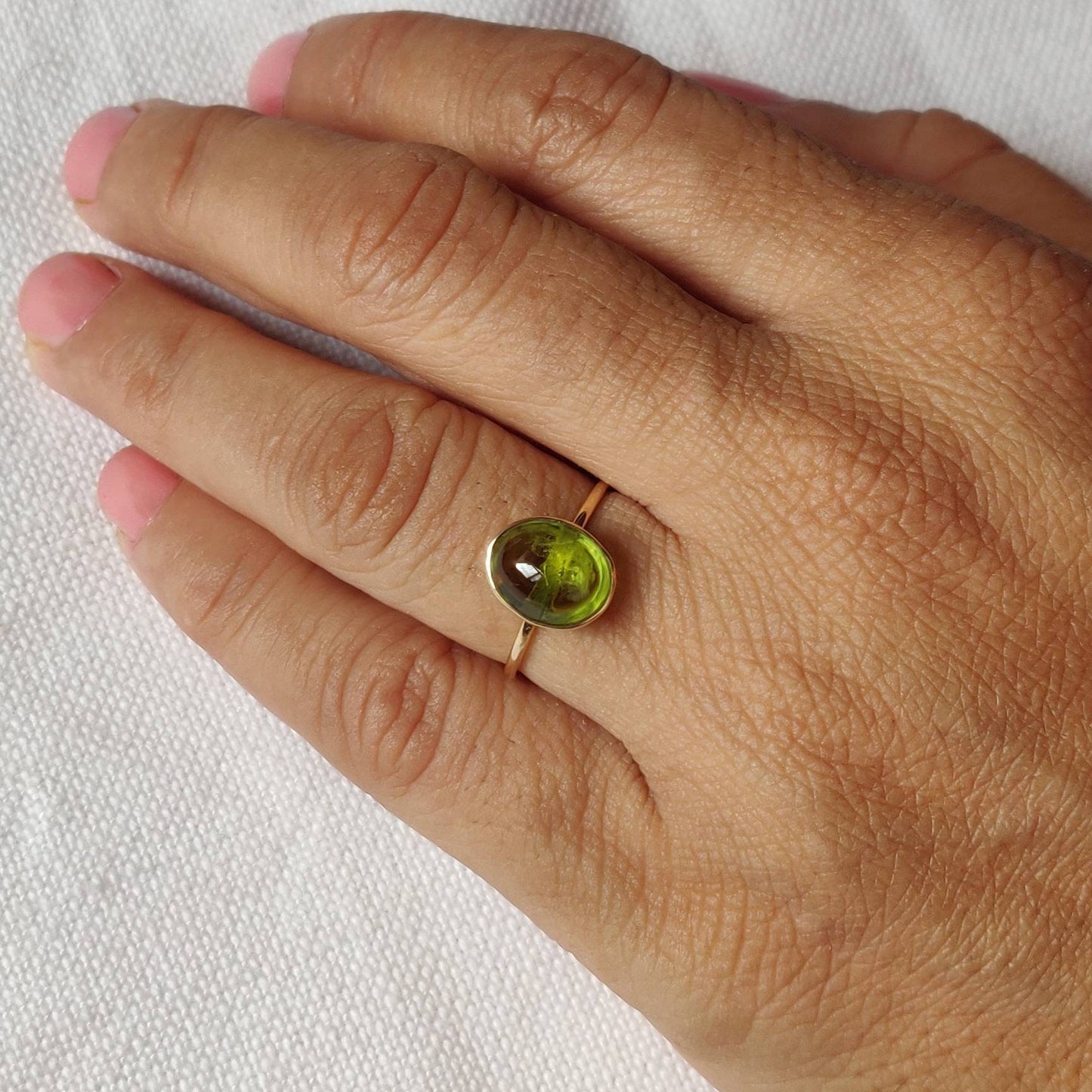 Natural Peridot Ring, 14K Solid Gold Ring, 14k Gold Peridot Ring, Engagement Ring, Minimalist Jewelry, Gift for her, August Birthstone