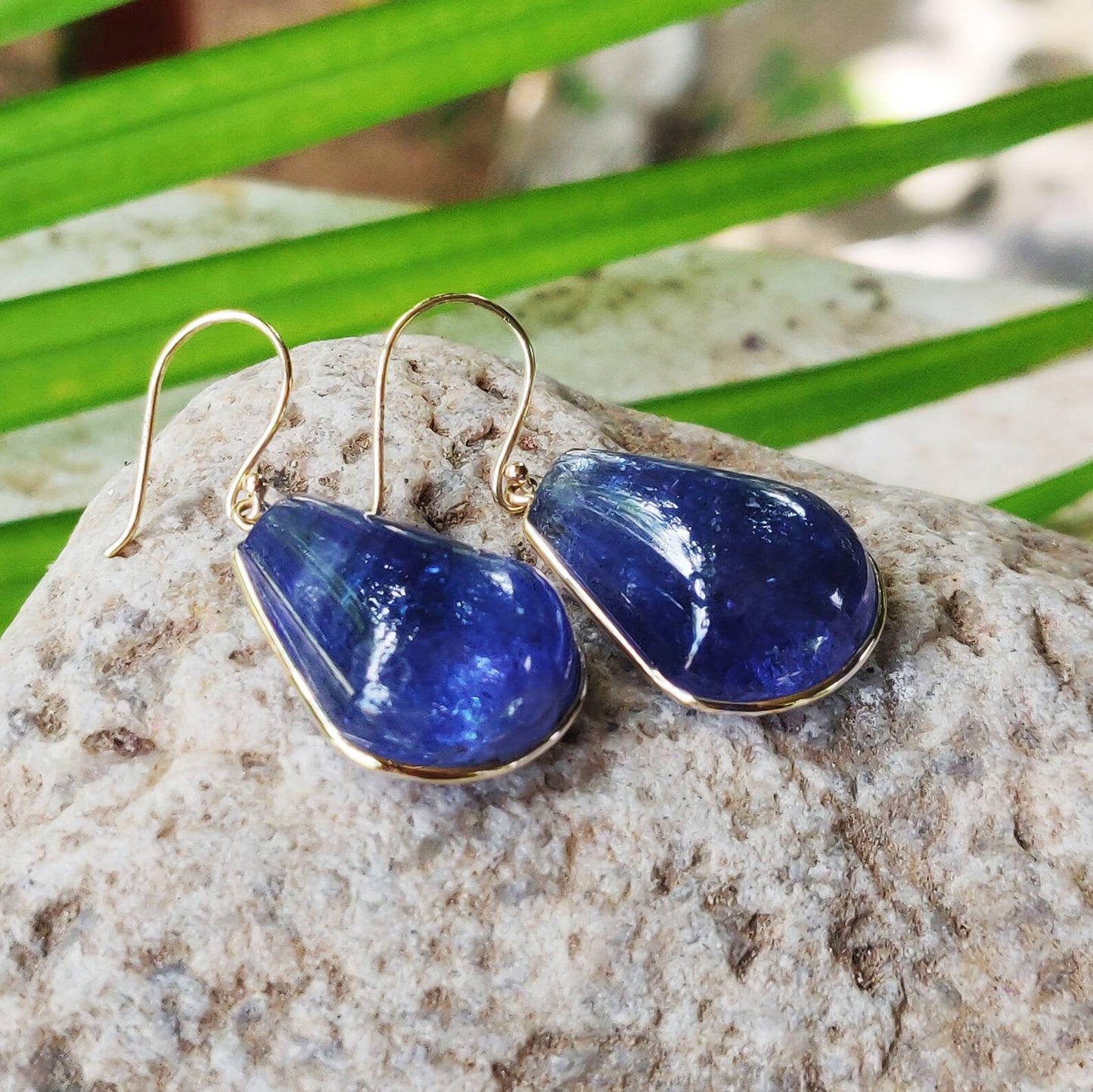 Natural Tanzanite Earrings, 14K Solid Yellow Gold Earrings, Drop Earrings, Tanzanite Jewelry, December Birthstone, Christmas Present