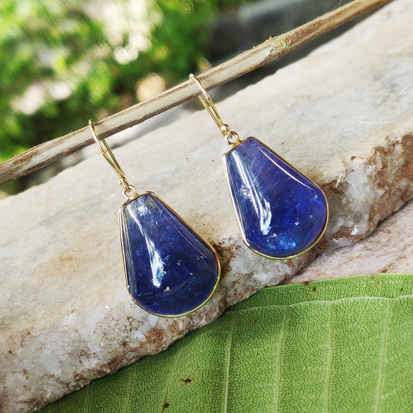 Natural Tanzanite Earrings, 14K Solid Yellow Gold Earrings, Drop Earrings, Tanzanite Jewelry, December Birthstone, Christmas Present