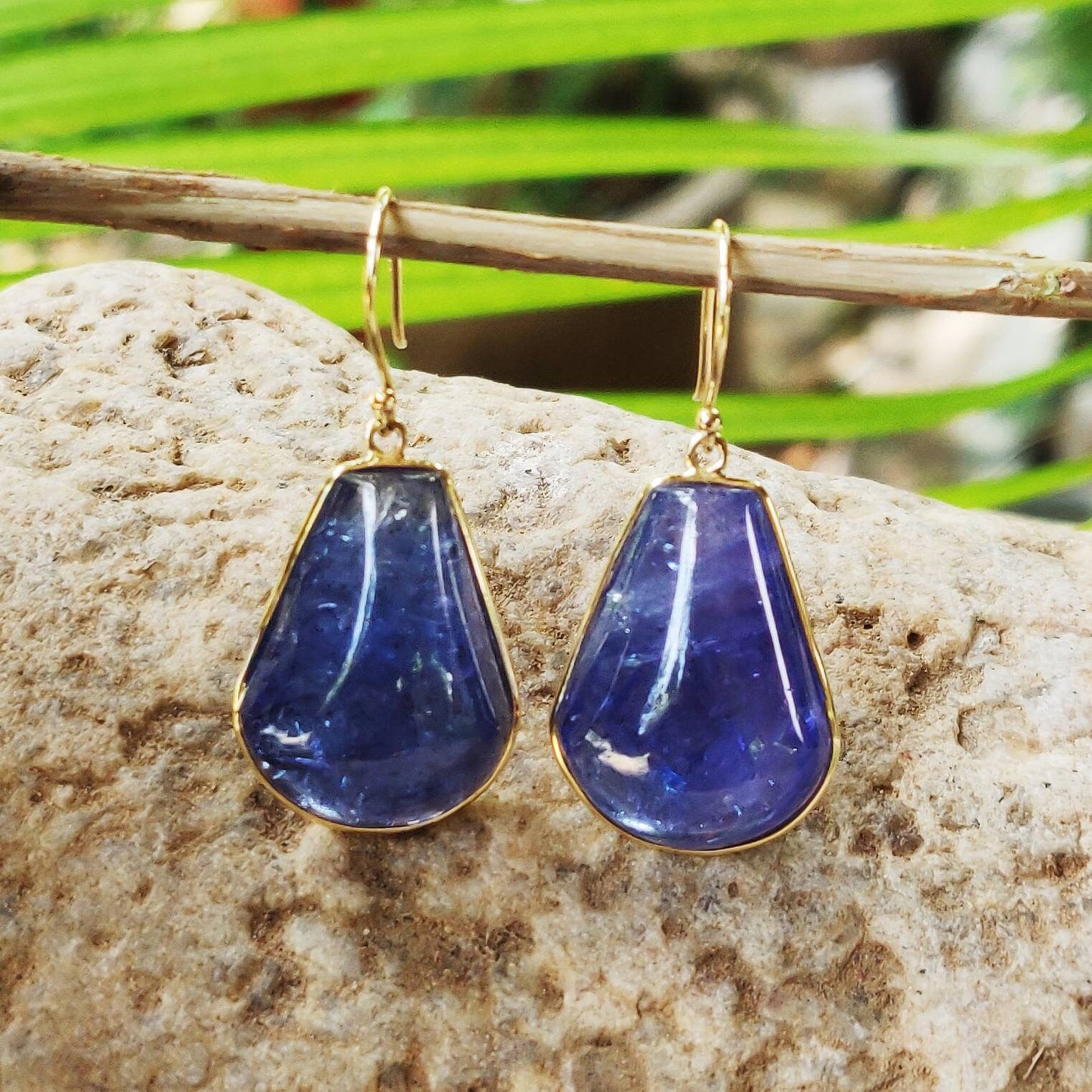 Natural Tanzanite Earrings, 14K Solid Yellow Gold Earrings, Drop Earrings, Tanzanite Jewelry, December Birthstone, Christmas Present