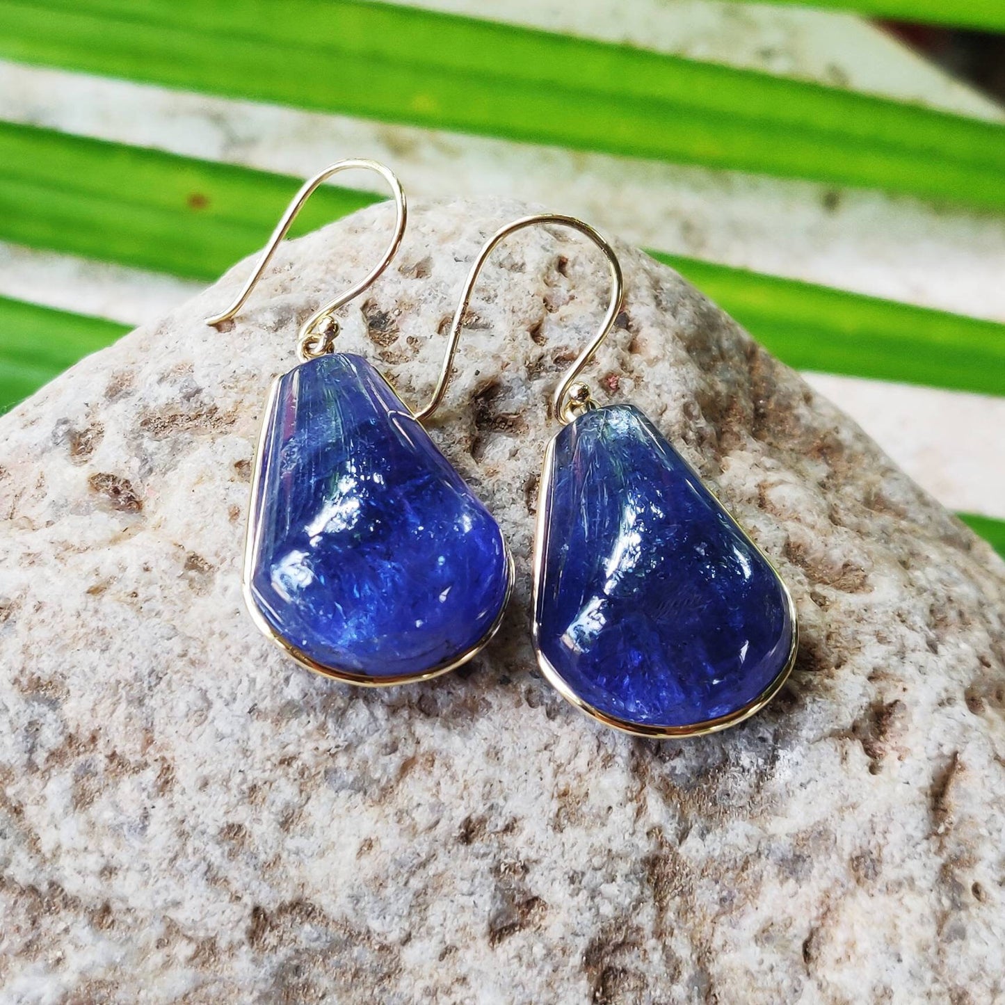 Natural Tanzanite Earrings, 14K Solid Yellow Gold Earrings, Drop Earrings, Tanzanite Jewelry, December Birthstone, Christmas Present