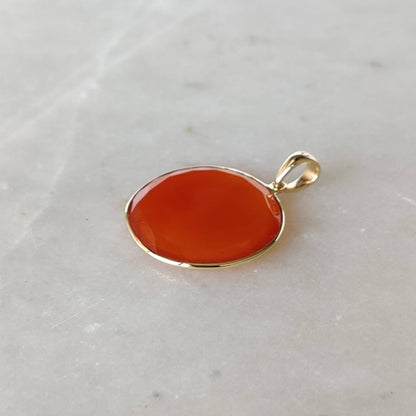 Natural Red Onyx Pendant, 14K Solid Gold Red Onyx Pendant, Solid Gold Pendant Necklace, December Birthstone, Christmas Gift, Bezel Pendant