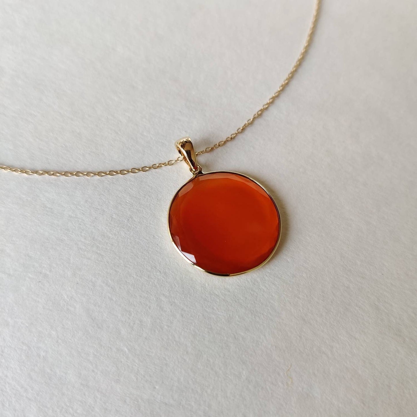 Natural Red Onyx Pendant, 14K Solid Gold Red Onyx Pendant, Solid Gold Pendant Necklace, December Birthstone, Christmas Gift, Bezel Pendant