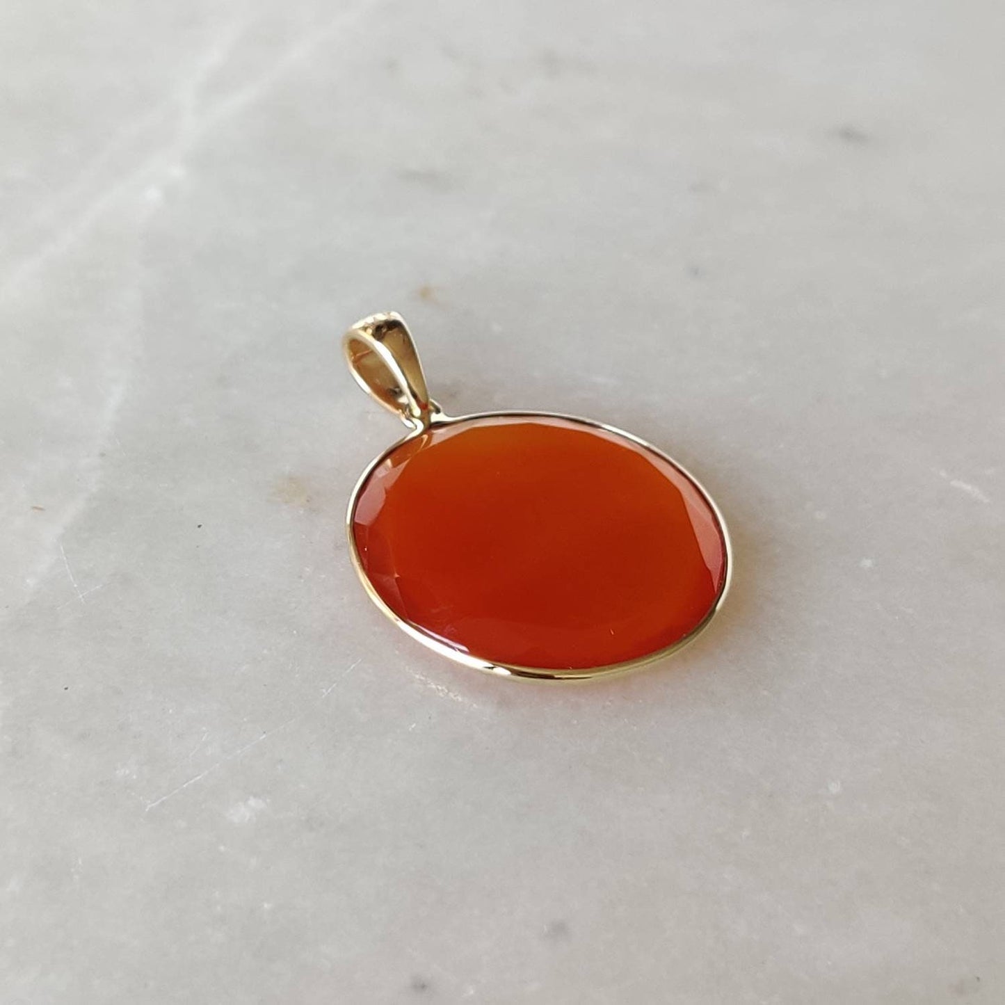 Natural Red Onyx Pendant, 14K Solid Gold Red Onyx Pendant, Solid Gold Pendant Necklace, December Birthstone, Christmas Gift, Bezel Pendant