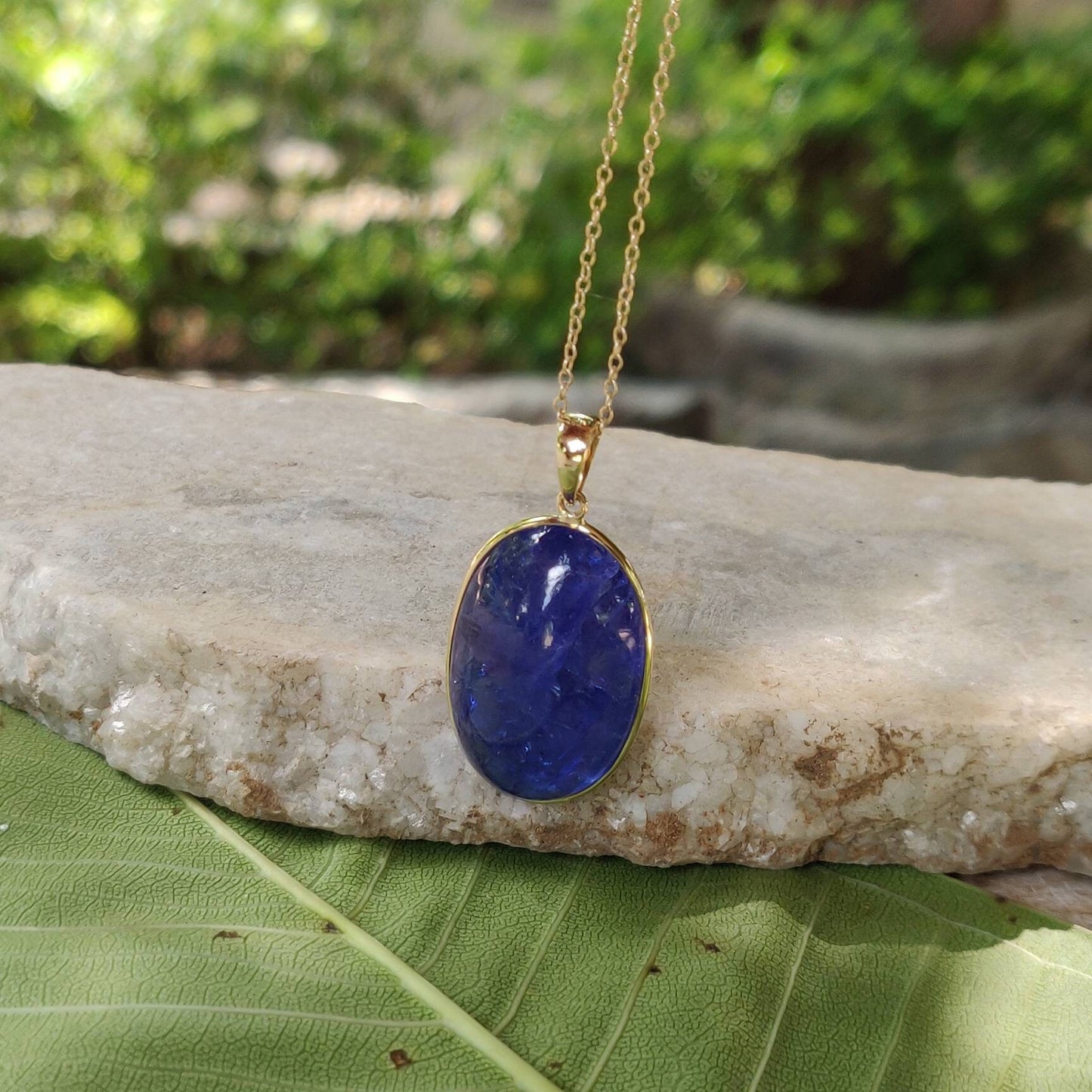 Natural Tanzanite Pendant, 14K Solid Gold Tanzanite Pendant, Yellow Gold Necklace Pendant, Tanzanite Jewelry, December Birthstone