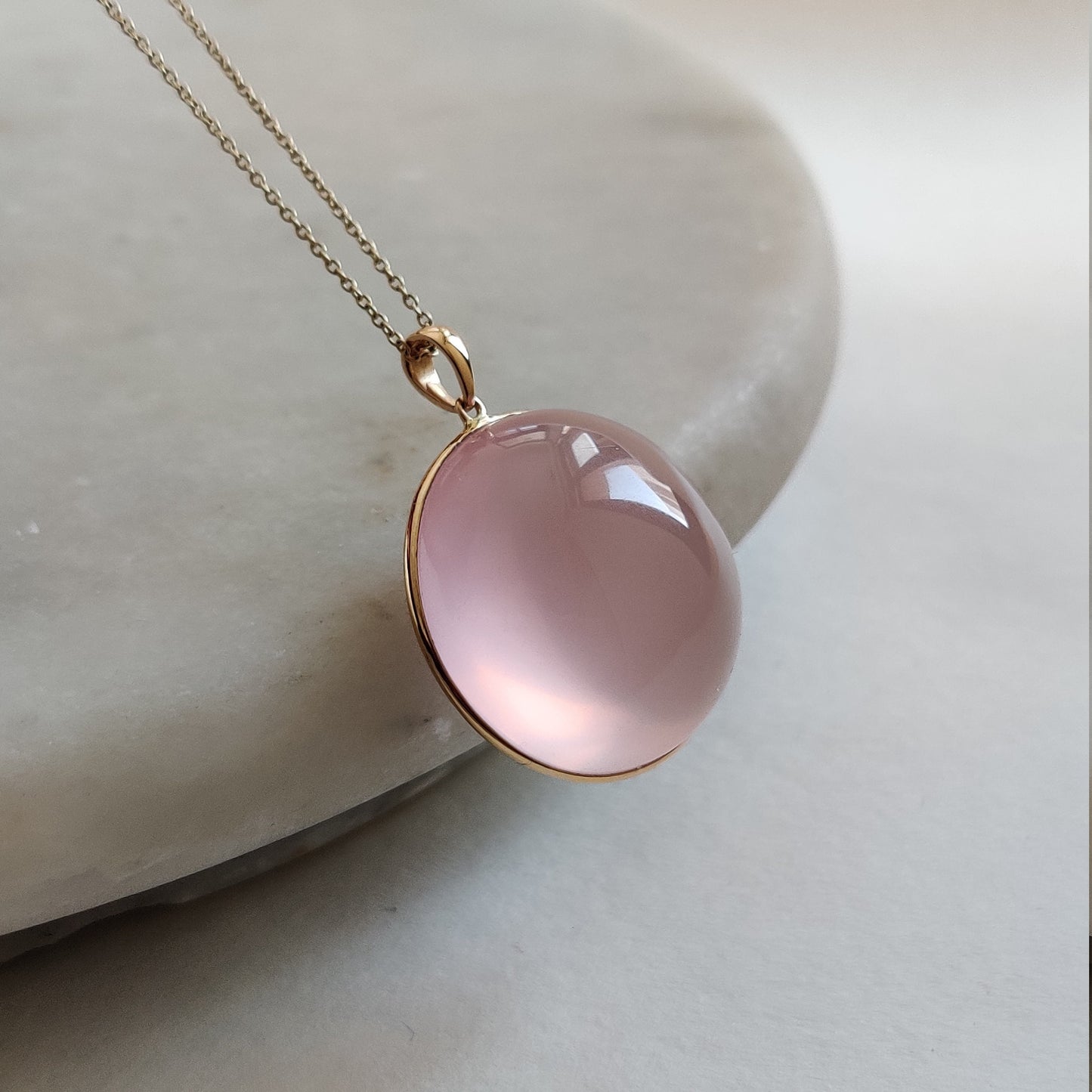 Natural Rose Quartz Pendant, 14K Solid Gold Rose Quartz Pendant, Solid Gold Pendant, January Birthstone, Christmas Gift, Rose Quartz Jewelry