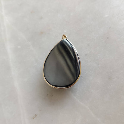 Natural Hematite Pendant, 14K Solid Gold Hematite Pendant, Gun Metal Pendant, March Birthstone Pendant, Hematite Jewelry, Christmas Present