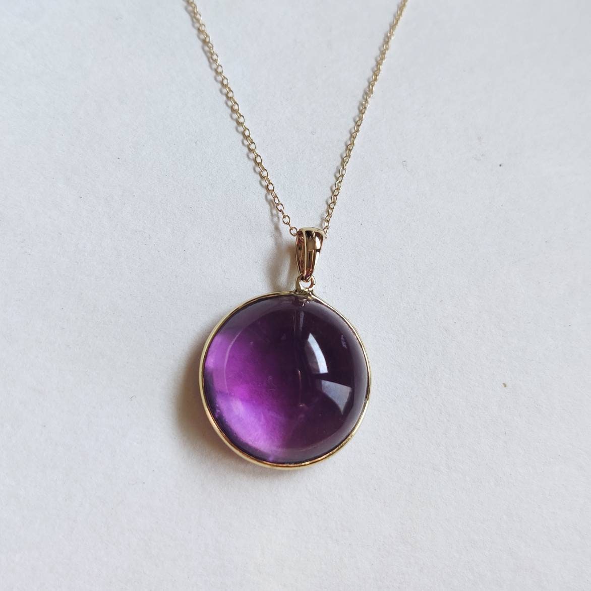 Natural Purple Amethyst Pendant, 14K Solid Yellow Gold Amethyst Pendant, February Birthstone Pendany, Amethyst Jewelry, Christmas Present