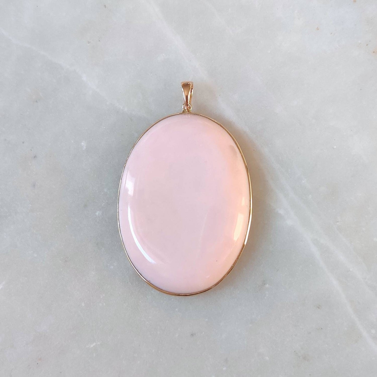 Natural Pink Opal Pendant, 14K Solid Gold Pink Opal Pendant, Solid Gold Bezel Pendant, October Birthstone, Opal Jewelry, Valentine Gift