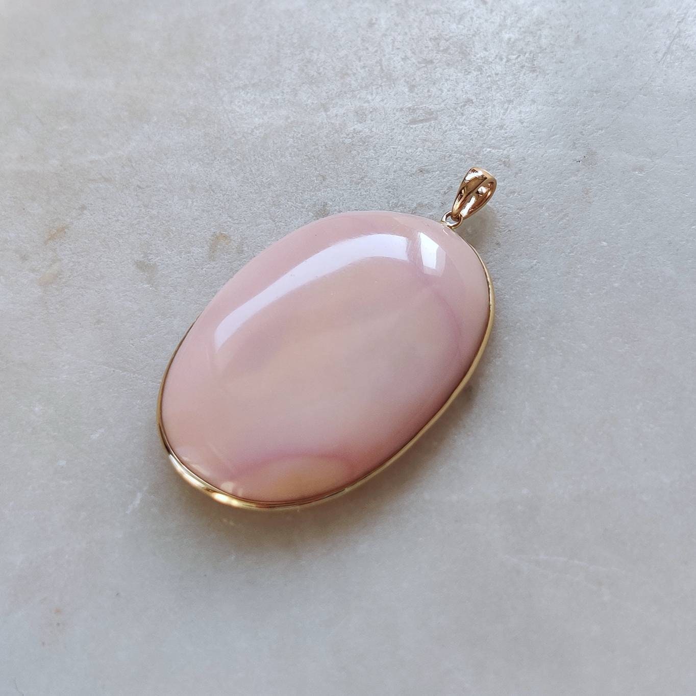 Natural Pink Opal Pendant, 14K Solid Gold Opal Pendant, Solid Gold Bezel Pendant, October Birthstone, Christmas Gift, Pink Opal Jewelry