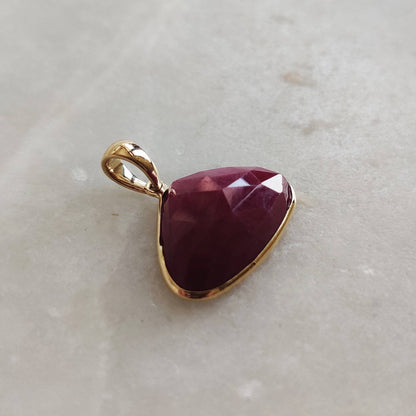 Natural Ruby Pendant, 14K Solid Gold Ruby Pendant, Solid Yellow Gold Ruby pendant Necklace, July Birthstone, Christmas Present, Ruby Jewelry