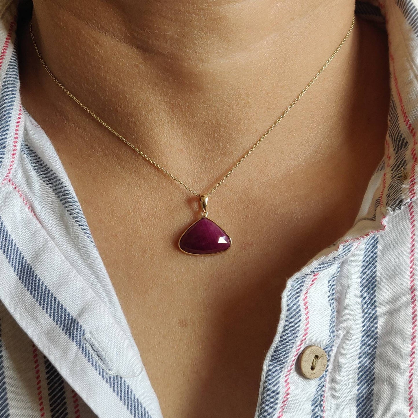 Natural Ruby Pendant, 14K Solid Gold Ruby Pendant, Solid Yellow Gold Ruby pendant Necklace, July Birthstone, Christmas Present, Ruby Jewelry