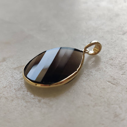 Natural Smoky Quartz Pendant, 14K Solid Yellow Gold Smoky Quartz Pendant, Solid Gold Bezel Pendant, June Birthstone, Christmas Gift