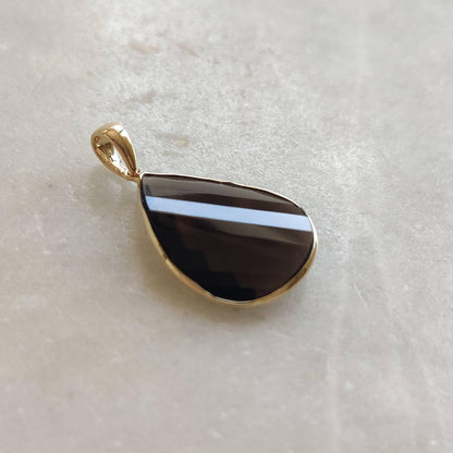 Natural Smoky Quartz Pendant, 14K Solid Yellow Gold Smoky Quartz Pendant, Solid Gold Bezel Pendant, June Birthstone, Christmas Gift