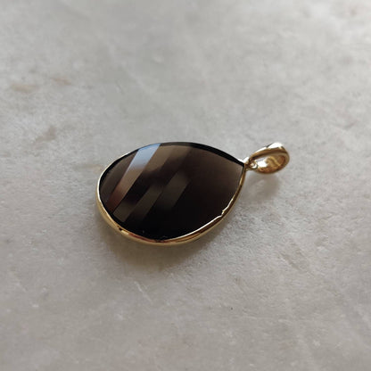 Natural Smoky Quartz Pendant, 14K Solid Yellow Gold Smoky Quartz Pendant, Solid Gold Bezel Pendant, June Birthstone, Christmas Gift