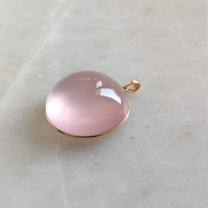 Natural Rose Quartz Pendant, 14K Solid Gold Rose Quartz Pendant, Solid Gold Pendant, January Birthstone, Christmas Gift, Rose Quartz Jewelry