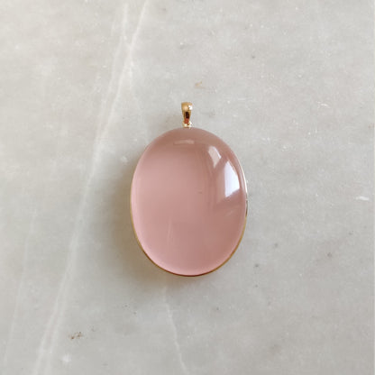 Natural Rose Quartz Pendant, 14K Solid Gold Rose Quartz Bezel Pendant, January Birthstone, Christmas Gift, Rose Quartz Jewelry