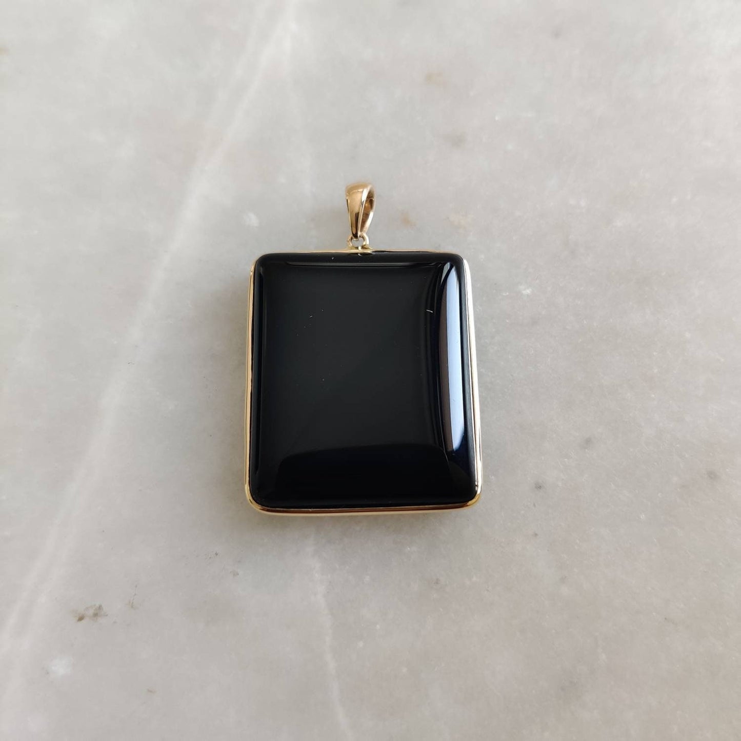 Natural Black Onyx Pendant, 14K Solid Yellow Gold Black Onyx Pendant, Solid Gold Pendant Necklace, December Birthstone, Christmas Present