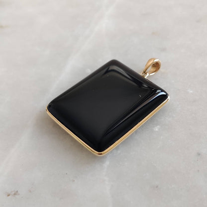 Natural Black Onyx Pendant, 14K Solid Yellow Gold Black Onyx Pendant, Solid Gold Pendant Necklace, December Birthstone, Christmas Present