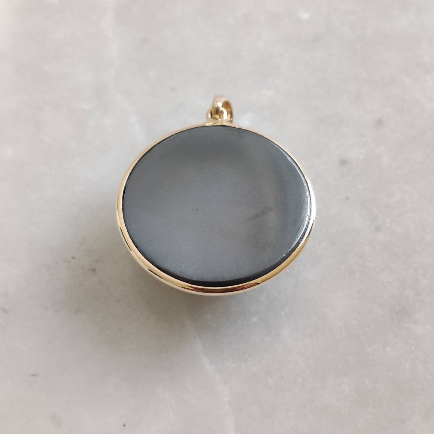 Natural Hematite Pendant, 14K Solid Yellow Gold Hematite Pendant, December Birthstone Pendant,  Hematite Jewelry, Christmas Gift