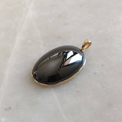 Natural Hematite Pendant, 14K Solid Gold Hematite Pendant, Solid Gold Pendant, December Birthstone, Hematite Jewelry, Christmas Gift