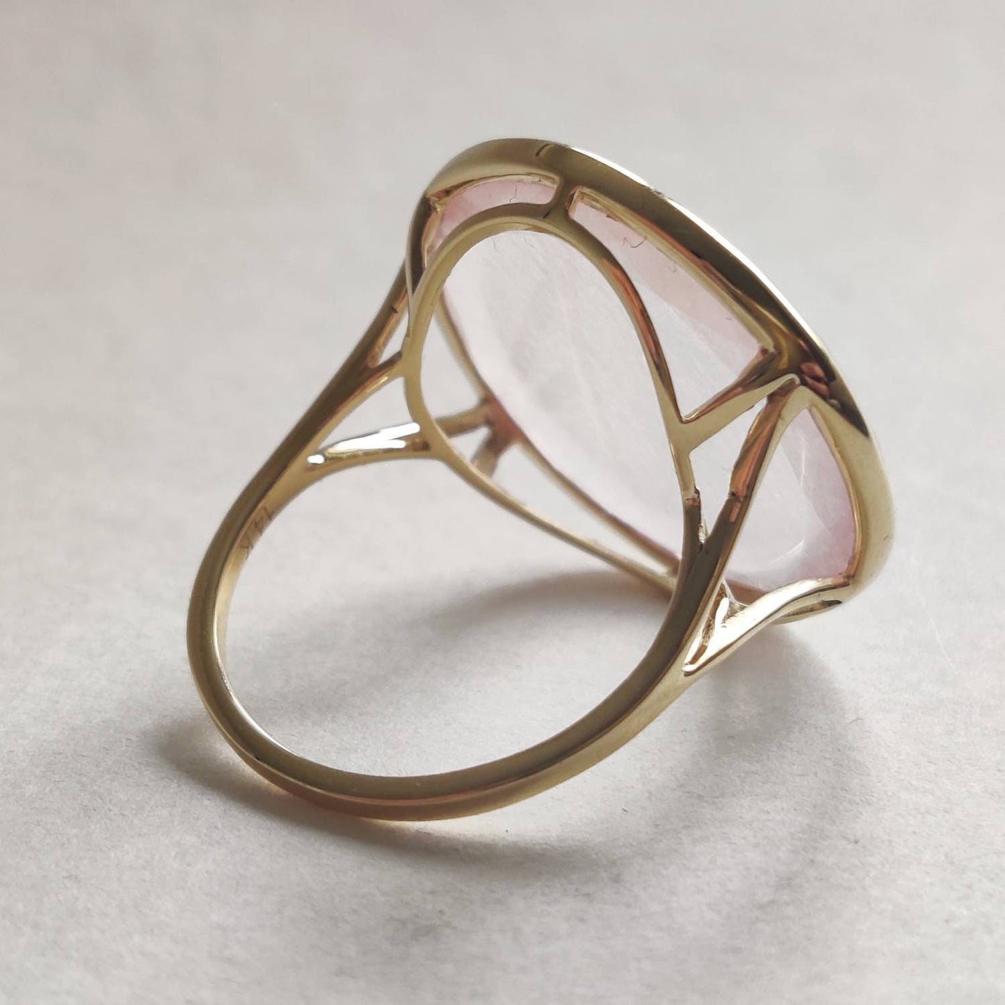 Natural Rose Quartz Ring, 14K Solid Yellow Gold Ring, Rose Quartz Round  Ring, Rose Quartz Jewelry, January Birthstone, Christmas Gift,