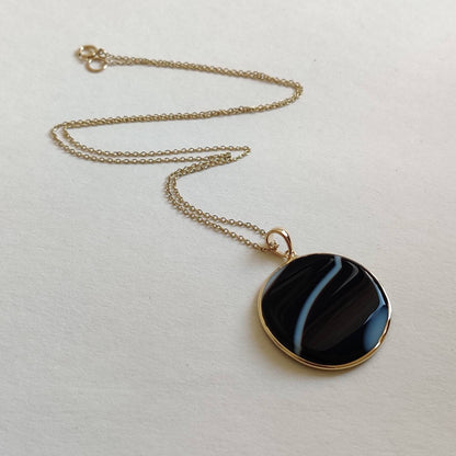 Natural Black Onyx Pendant, 14K Solid Yellow Gold Black Onyx Pendant, Bezel Pendant, December Birthstone Pendant, Christmas Present