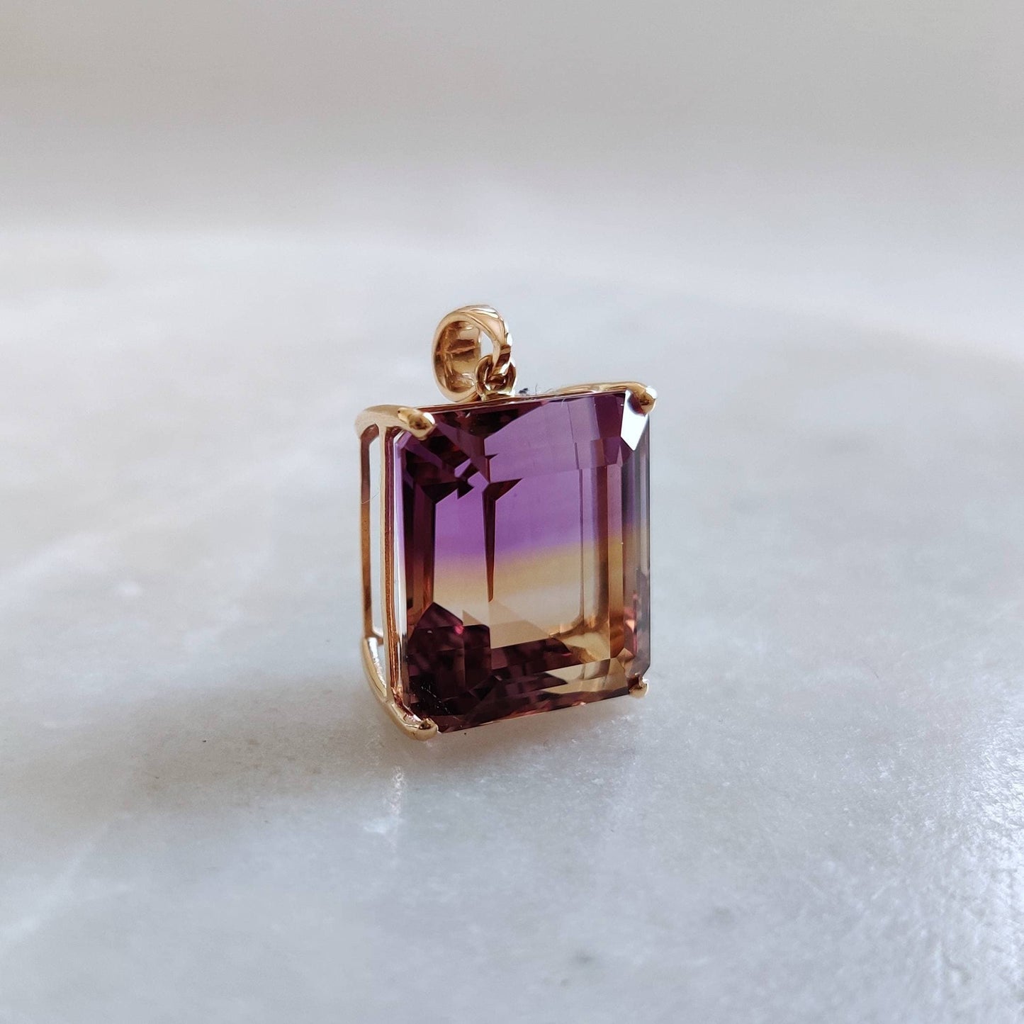 Natural Ametrine Pendant, Purple Amethyst & Citrine Pendant Necklace, 14K Solid Gold Ametrine Pendant, Christmas Gift, Feb Nov Birthstone