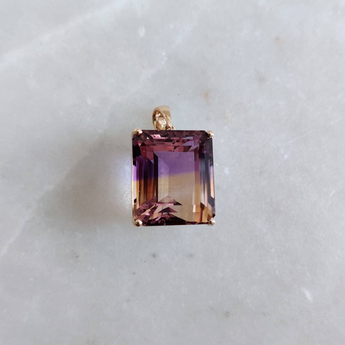 Natural Ametrine Pendant, Purple Amethyst & Citrine Pendant Necklace, 14K Solid Gold Ametrine Pendant, Christmas Gift, Feb Nov Birthstone