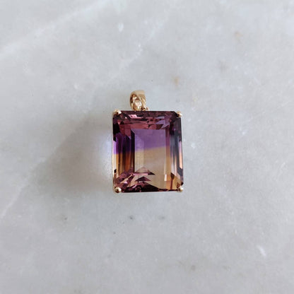 Natural Ametrine Pendant, Purple Amethyst & Citrine Pendant Necklace, 14K Solid Gold Ametrine Pendant, Christmas Gift, Feb Nov Birthstone