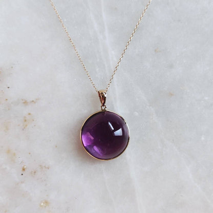 Natural Purple Amethyst Pendant, 14K Solid Yellow Gold Amethyst Pendant, February Birthstone Pendany, Amethyst Jewelry, Christmas Present