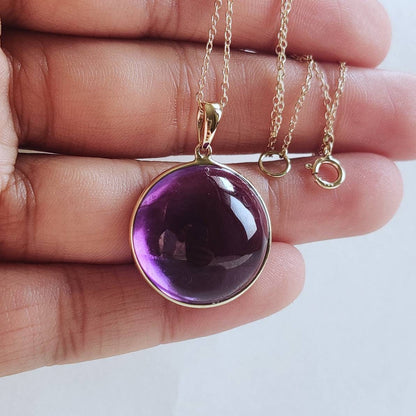 Natural Purple Amethyst Pendant, 14K Solid Yellow Gold Amethyst Pendant, February Birthstone Pendany, Amethyst Jewelry, Christmas Present