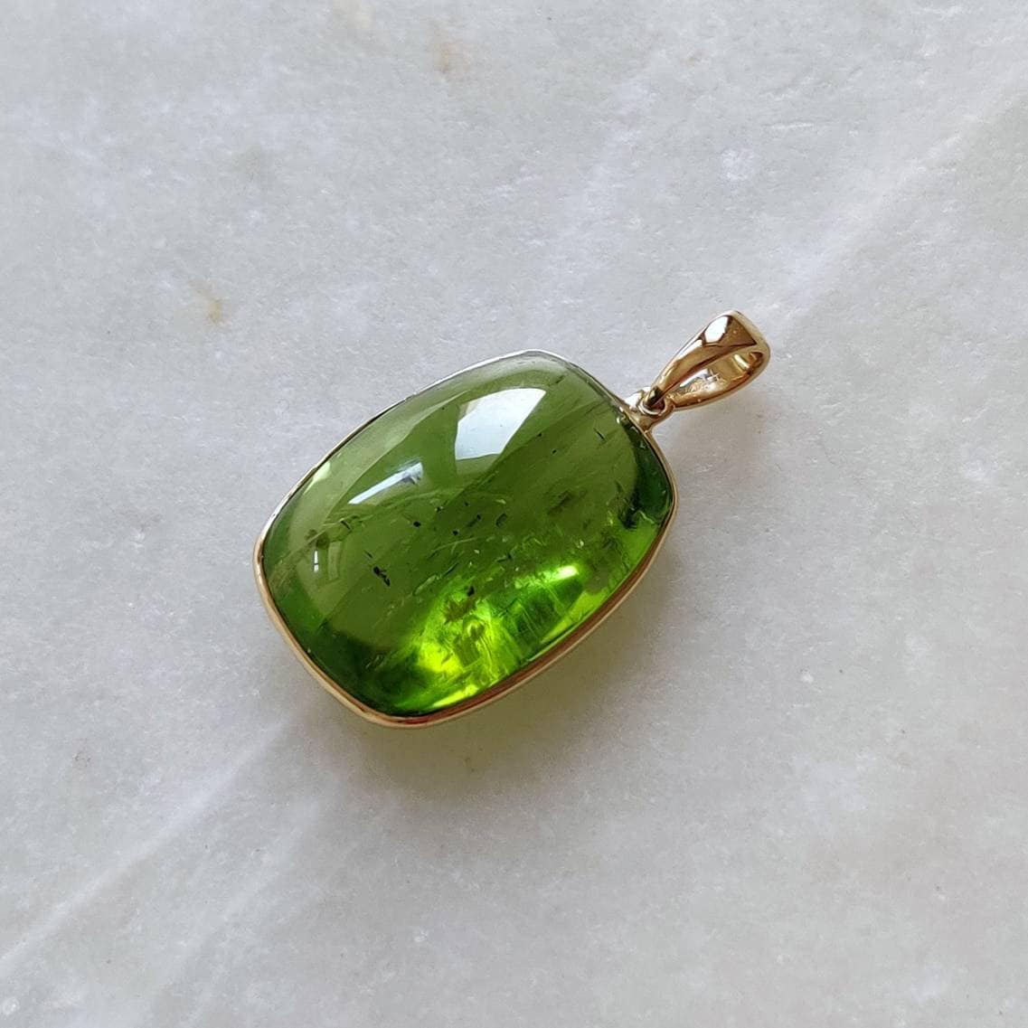 Natural Peridot Pendant, 14K Solid Gold Peridot Pendant, Solid Gold Pendant Necklace, August Birthstone, Christmas Gift, Peridot Jewelry