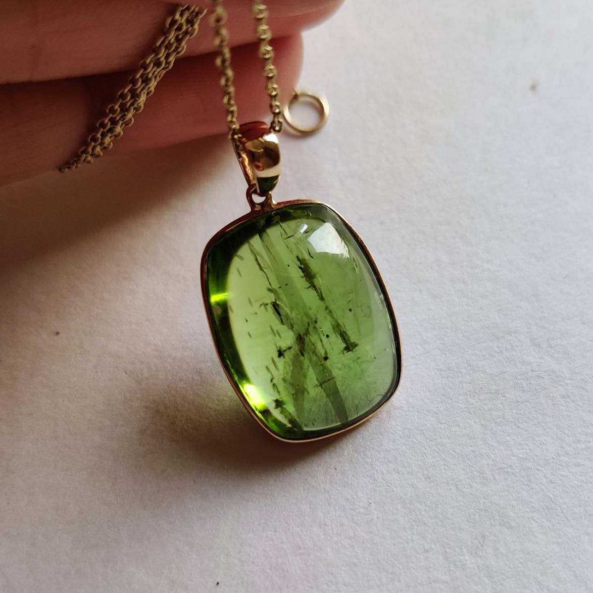 Natural Peridot Pendant, 14K Solid Gold Peridot Pendant, Solid Gold Pendant Necklace, August Birthstone, Christmas Gift, Peridot Jewelry