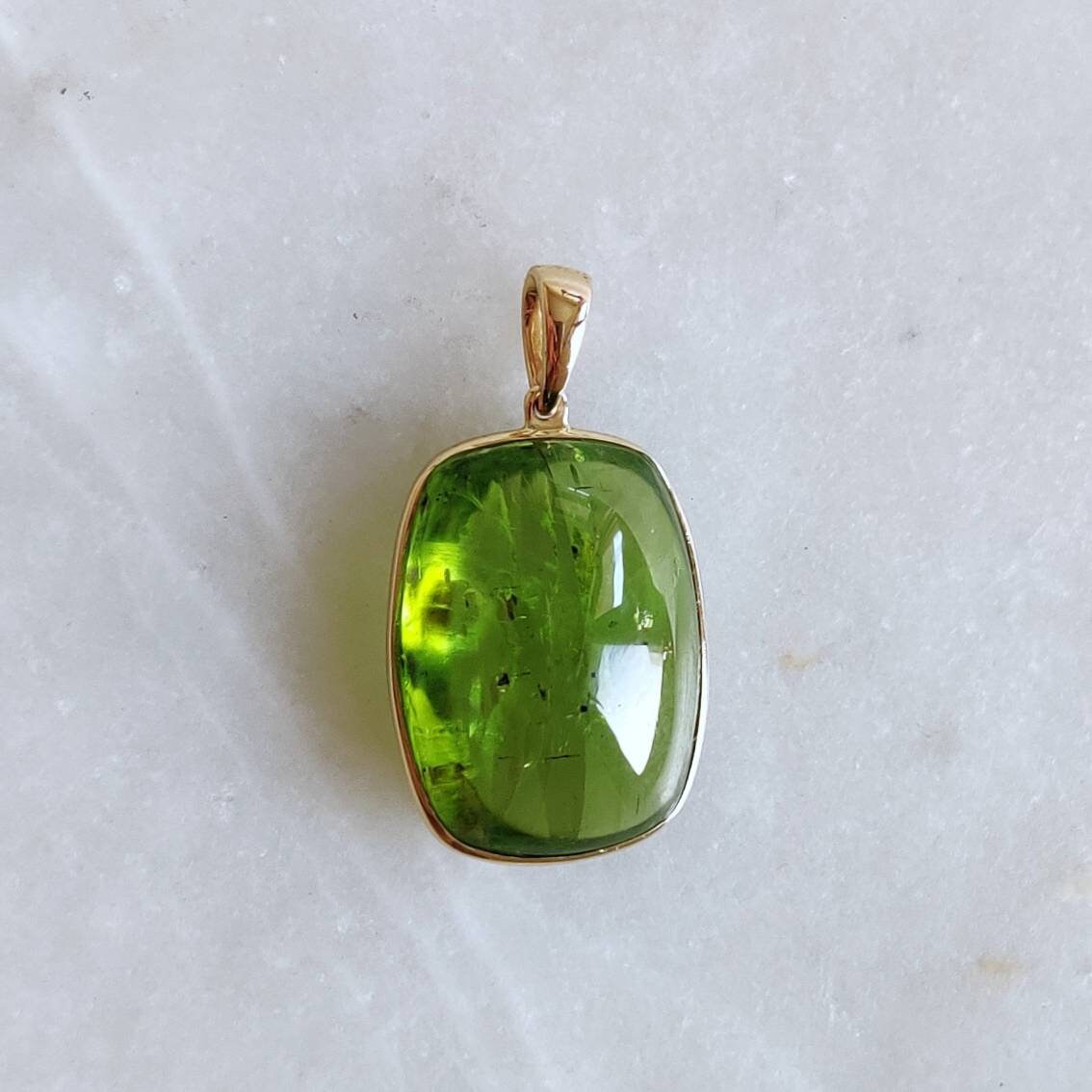 Natural Peridot Pendant, 14K Solid Gold Peridot Pendant, Solid Gold Pendant Necklace, August Birthstone, Christmas Gift, Peridot Jewelry